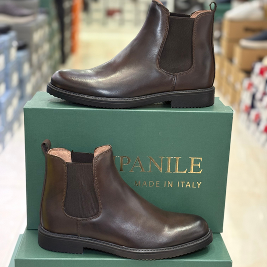 Campanile Collection Stivaletti Uomo in pelle con elastico laterale Col.Testa di moro