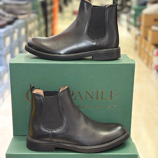 Campanile Collection Stivaletti Uomo in pelle con elastico laterale Col.Nero