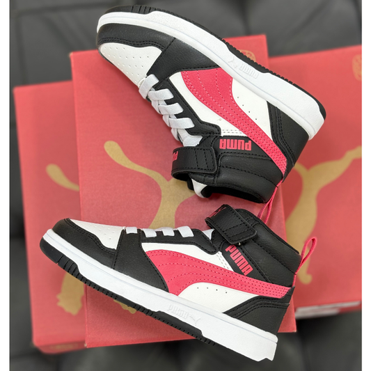 Puma Rebound V6 Mid Scarpe da Bambina con strappo Art.393832 16 Col.Nero e Fucsia