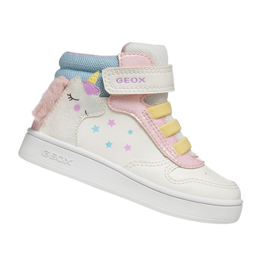 Geox Scarpe da Bambina a stivaletto con laccio a molla e strappo Col.Bianco