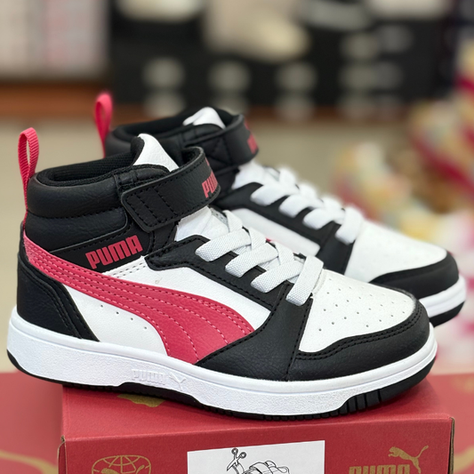 Puma Rebound V6 Mid Scarpe da Bambina con strappo Art.393832 16 Col.Nero e Fucsia