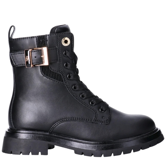 Tommy Hilfiger Anfibio da Donna in pelle con cerniera laterale Co.Nero