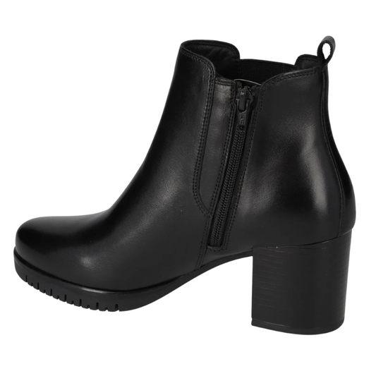 Valleverde Stivaletti da Donna in pelle con elastico e cerniera laterale Art.47662 Col.Nero
