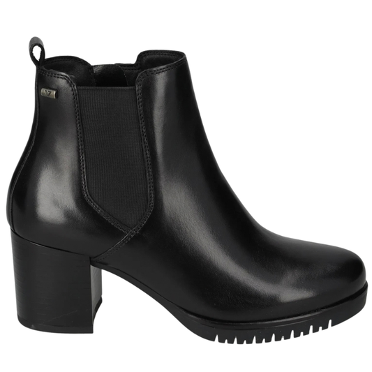 Valleverde Stivaletti da Donna in pelle con elastico e cerniera laterale Art.47662 Col.Nero