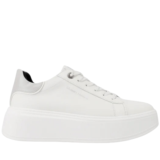 Queen Helena Scarpe da Donna con platform e dettaglio metallizzato Art.X33-4 Col.Bianco