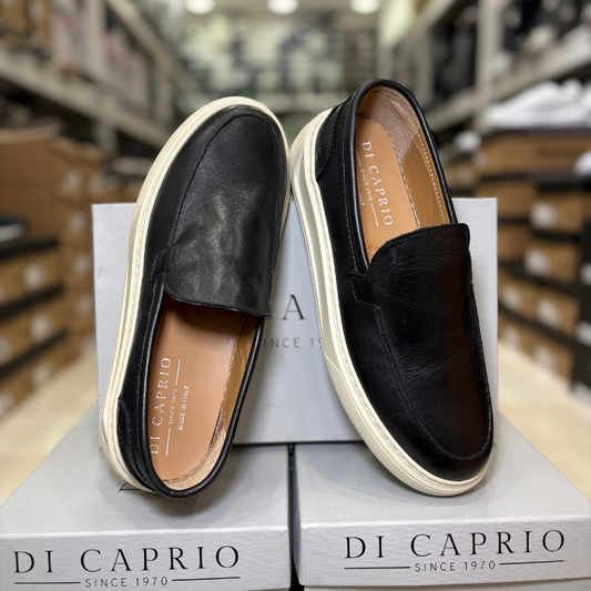 Di Caprio Scarpe da Uomo - Mocassino in pelle modello barca con gomma Extra Light Col.Nero