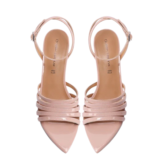 Queen Helena Sandali da Donna con cinturino alla caviglia e tacco alto 7cm. Col.Rosa
