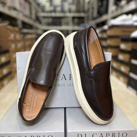 Di Caprio Scarpe da Uomo - Mocassino in pelle modello barca con gomma Extra Light Col.Testa di moro