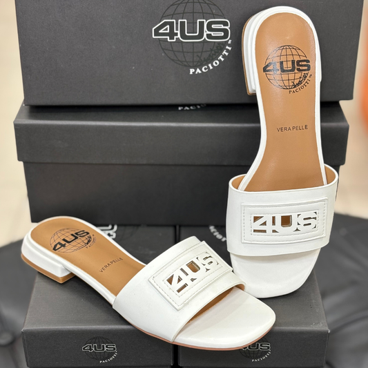 4US By Paciotti Ciabatte da Donna in pelle Art.UZM16 Col.Bianco