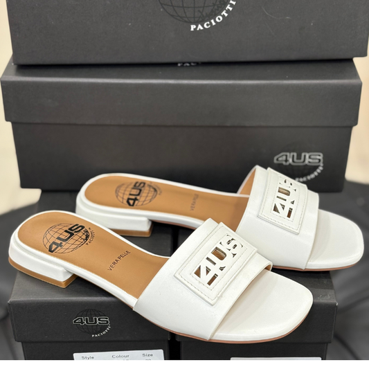 4US By Paciotti Ciabatte da Donna in pelle Art.UZM16 Col.Bianco