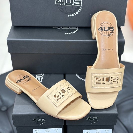4US by Paciotti Ciabatte da Donna in pelle Art.UZM16 Col.Beige