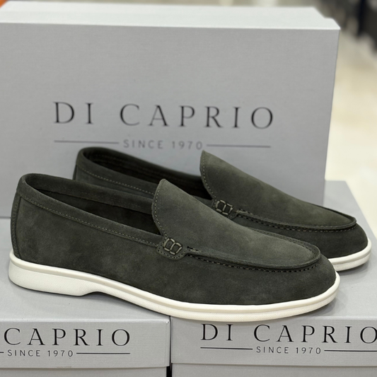Di Caprio Scarpe da Uomo - Mocassino in Camoscio modello Loro Piana Col.Verde Scuro