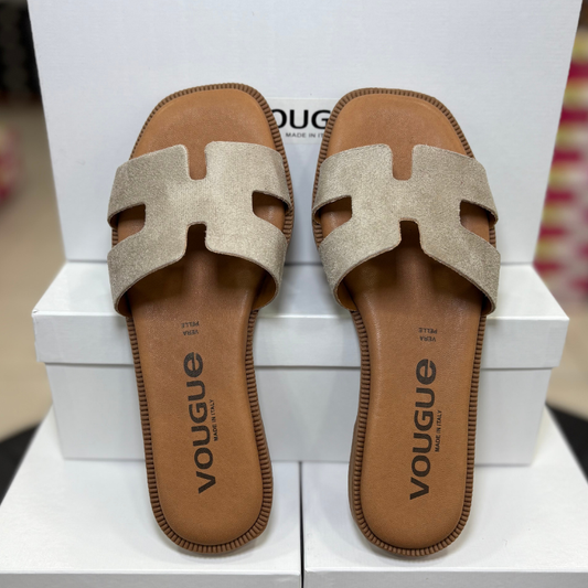 Vougue Ciabattine in Vera Pelle in camoscio Col.Beige