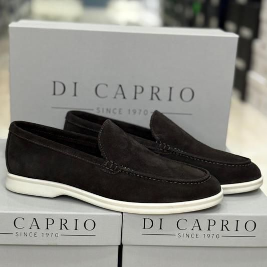 Di Caprio Scarpe da Uomo - Mocassino in camoscio modello Loro Piana Col.Testa di moro