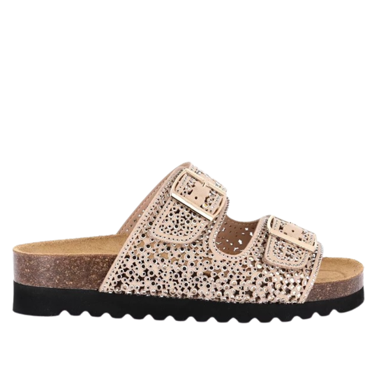 Grunland Sandali da Donna con brillantini Art.HOLA CB1840-M7 Col.Taupe