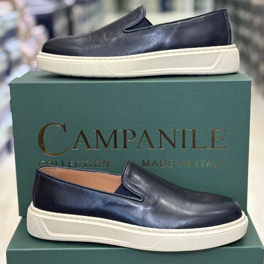 Campanile Collection Mocassino Uomo in pelle con elastico laterale Col.Blu scuro