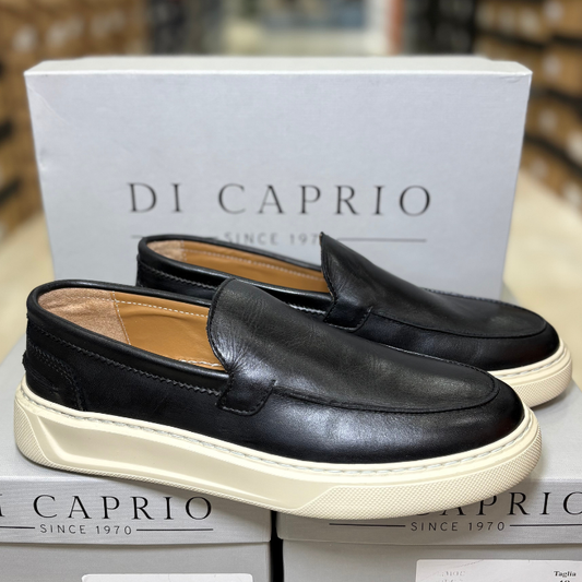 Di Caprio Scarpe da Uomo - Mocassino in pelle modello barca con gomma Extra Light Col.Nero