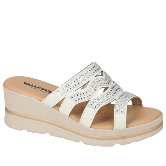 Valleverde Ciabatte Donna con zeppa e brillantini Art.55583