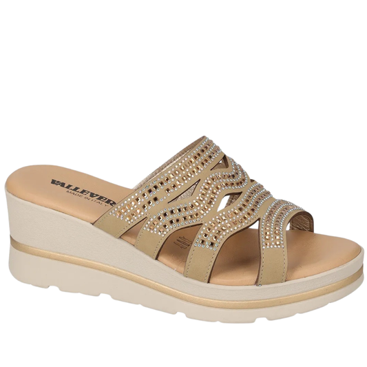 Valleverde Ciabatte Donna con zeppa e brillantini Art.55583