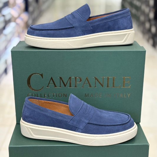 Campanile Collection Mocassino Uomo in camoscio con bendina Col.Blu