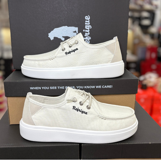 Refrigue Scarpe da Uomo in tela con laccio a molla Art.SATURN001 Col.Beige