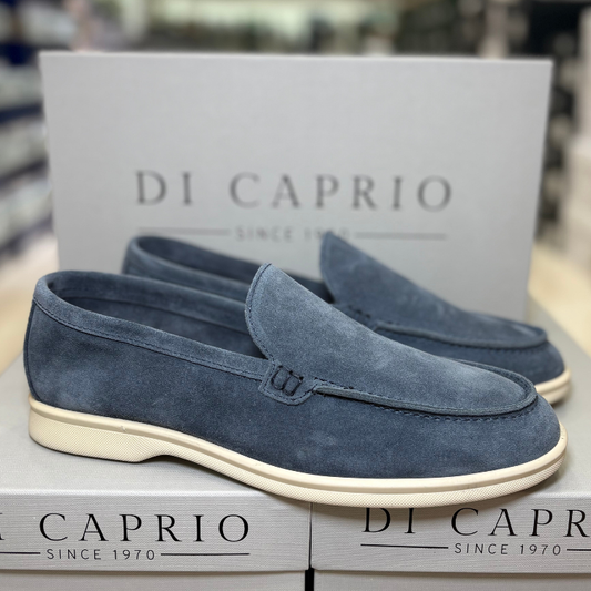 Di Caprio Mocassino in camoscio modello Loro Piana Made in Italy Col.Azzurro