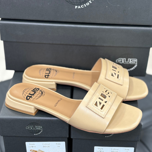 4US by Paciotti Ciabatte da Donna in pelle Art.UZM16 Col.Beige