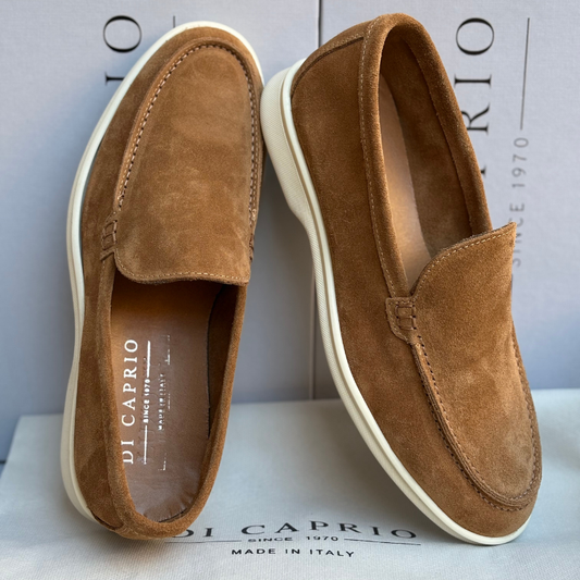 Di Caprio Scarpe da Uomo - Mocassino in camoscio modello barca Col.Marrone