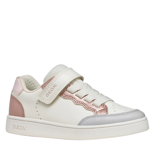 Geox J ECLYPER Scarpe Bambina con strappo e laccio a molla Col.Bianco con inserti rosa