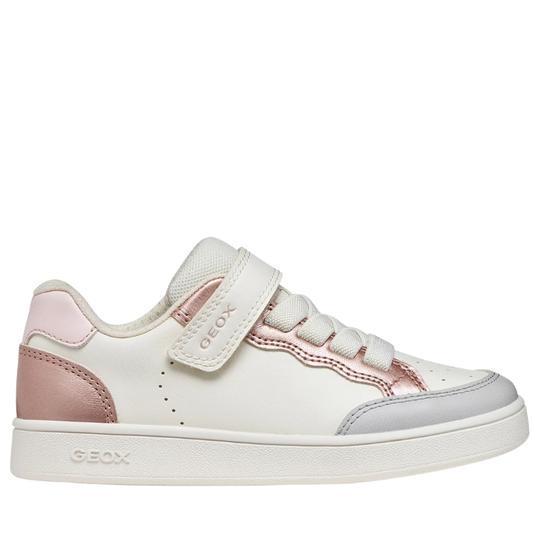 Geox J ECLYPER Scarpe Bambina con strappo e laccio a molla Col.Bianco con inserti rosa