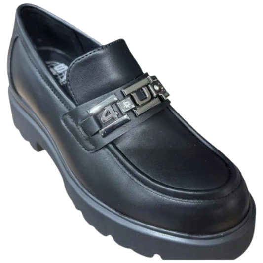 4US By Paciotti Scarpe da Donna Mocassino con rialzo in pelle Art.4BX113 Col.Nero