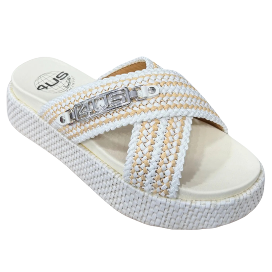 4US by Paciotti Ciabatte Donna con fasce incrociate Art.UZM07 Col.Beige