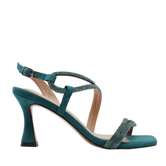 Queen Helena Sandali da Donna con strass e tacco sagomato Art.S3002 Col.Verde