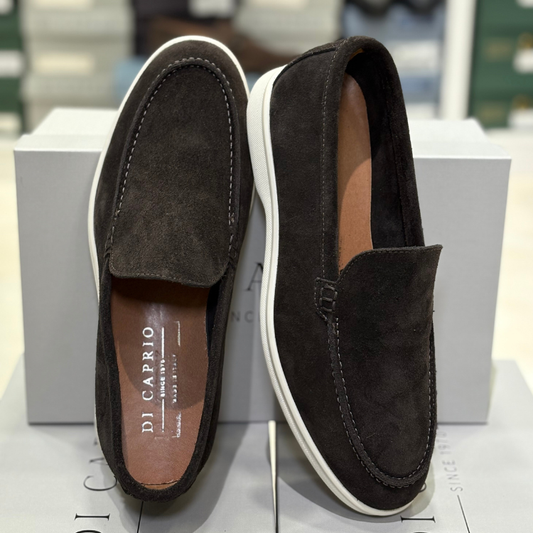 Di Caprio Scarpe da Uomo - Mocassino in camoscio modello Loro Piana Col.Testa di moro