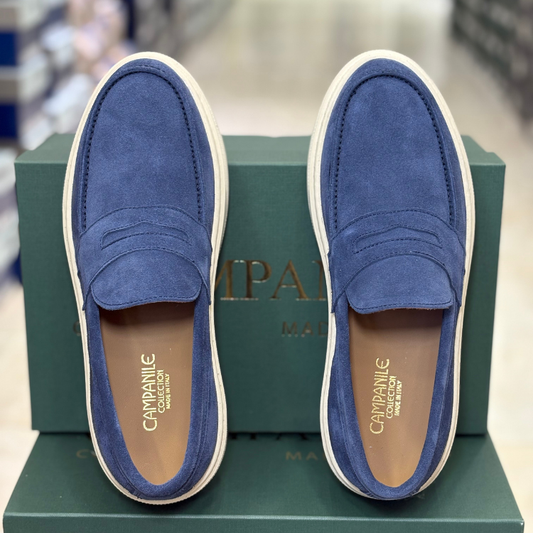 Campanile Collection Mocassino Uomo in camoscio con bendina Col.Blu