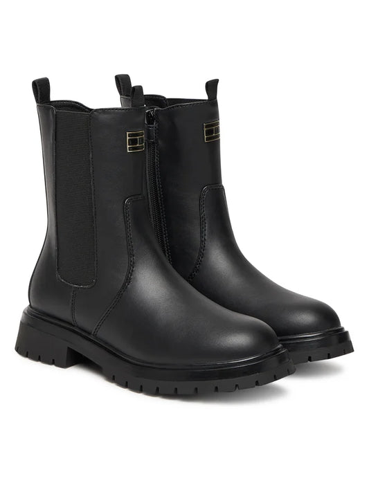 Tommy Hilfiger Stivaletti da Donna in pelle nero con cerniera laterale T3A5-34016-1355999